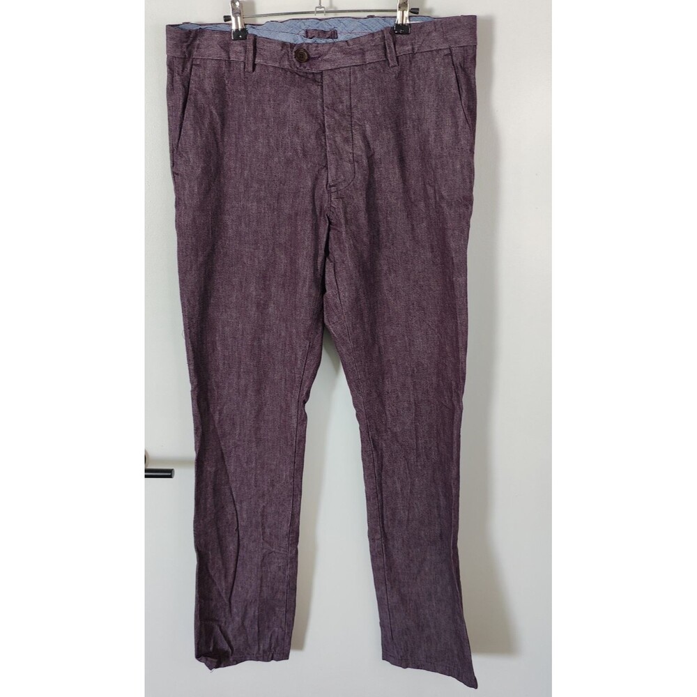 Gustin Chambray Chino Pants 38x36 Straight Washed Purple Cotton Twill USA #118